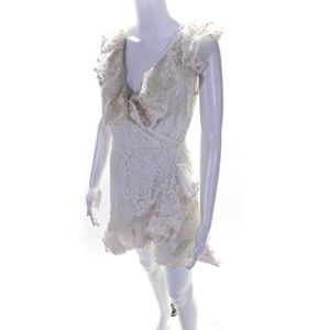 BB Dakota Women's Sleeveless Ruffle Lace Wrap Dress White size 4